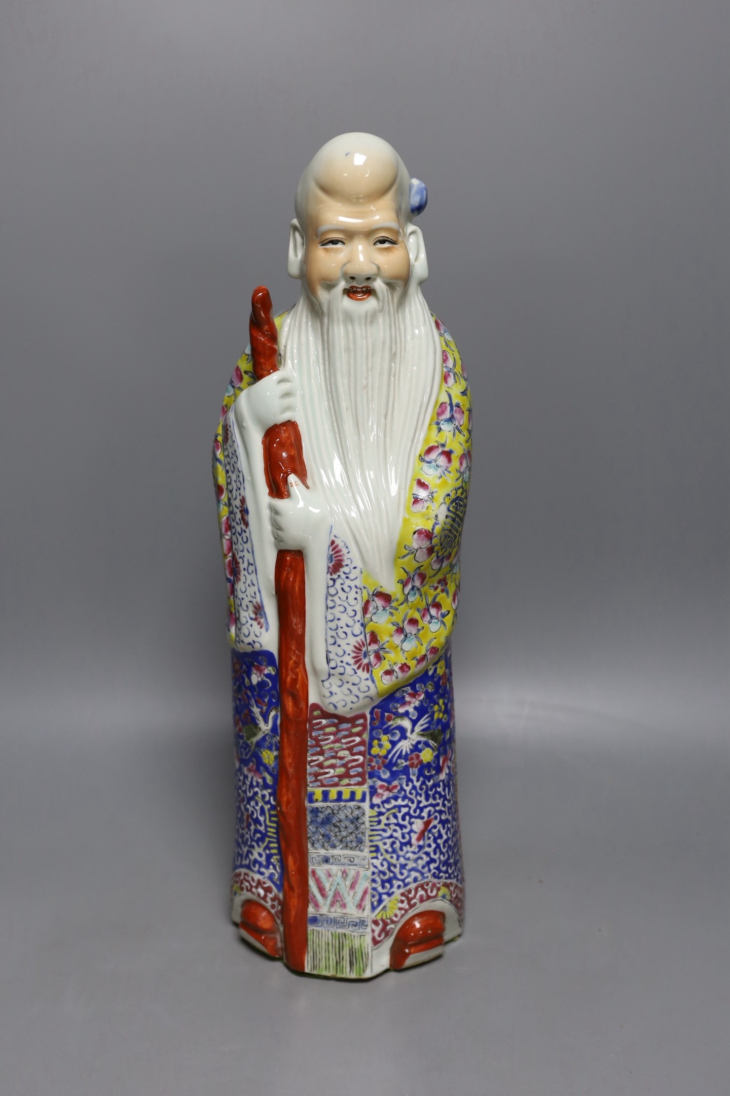 A large Chinese porcelain figure of Shou Lao, Republic period, 45cm